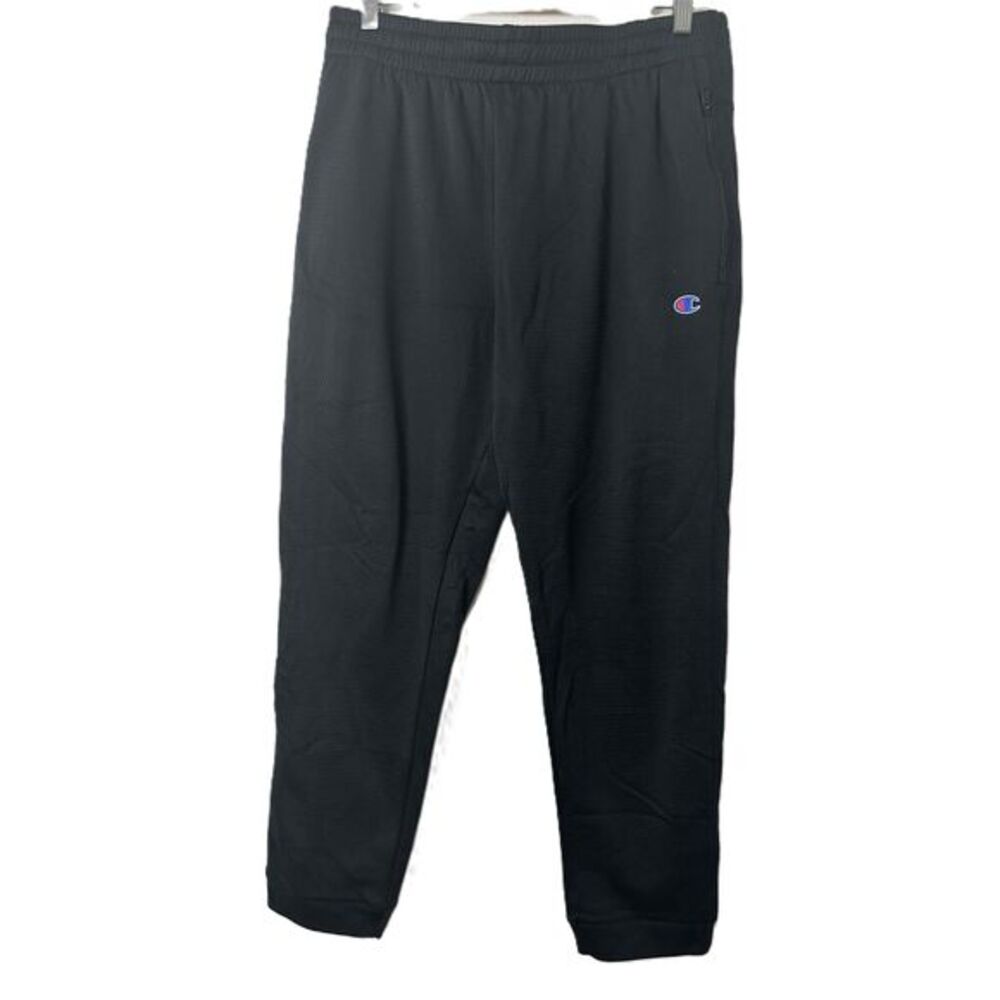 Champion Pants Mens Size Large Black Athletic Elastic Waistband Side Pockets